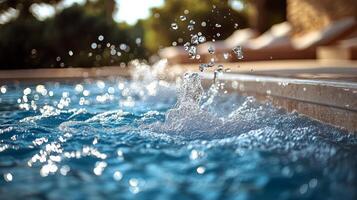 A pool with water splashing into it photo