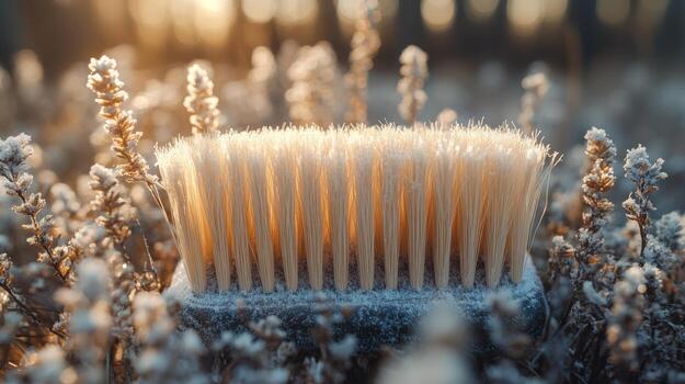 A toothbrush in the middle of a field photo