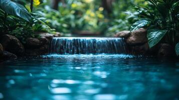 Waterfall in tropical garden photo