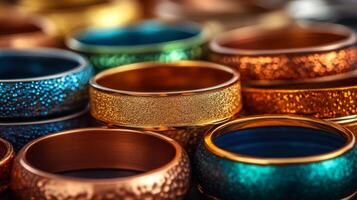 A pile of colorful rings on a table photo