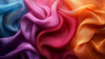 Colorful silk fabric background photo