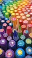 A close up of many colored pencils photo