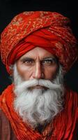 An old man with a long white beard and turban photo