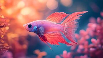 A red and pink fish swimming in the water photo