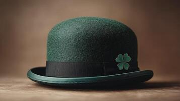 A green hat with a shamrock on it photo