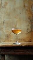 A cocktail sitting on top of a wooden table photo