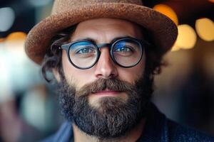 A man with a beard and glasses photo