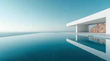 Modern swimming pool with a view of the sea photo