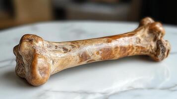 A bone is sitting on a marble counter photo