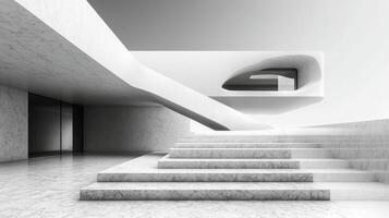 A black and white photo of a staircase