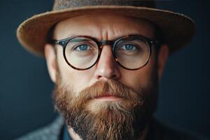 A man with glasses and a hat photo