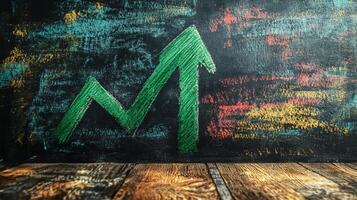 A chalkboard with an upward arrow on it photo