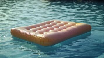 An inflatable mattress floating in a pool photo