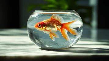 Goldfish in a glass bowl photo