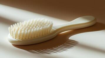 A white brush sitting on a table photo