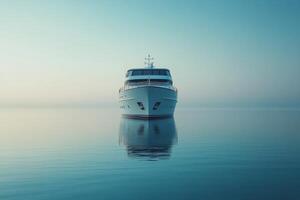 A boat is floating in the water photo