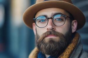 A man with a beard and glasses photo