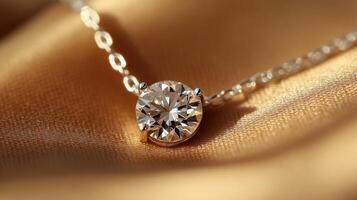 A diamond pendant on a chain photo