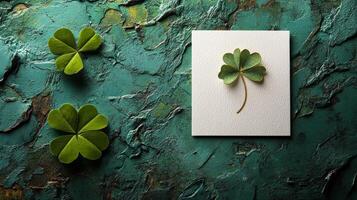 Four leaf clover on a green background photo