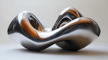 A sculpture made of metal with a curved shape photo
