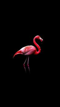 A flamingo is standing on a black background photo
