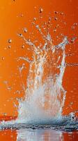 Water splash on orange background photo