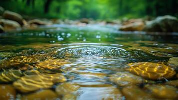 Water ripples on rocks in a stream photo