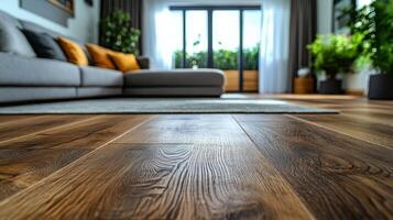 A wooden floor in a living room photo
