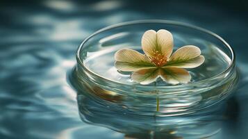 A flower floating in water photo