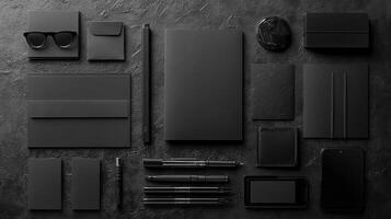 Black stationery on a dark surface photo