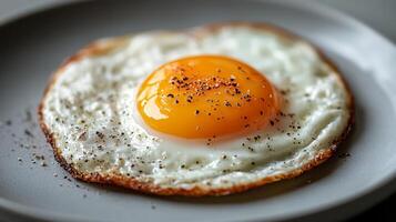 An egg on a plate with pepper photo