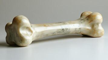 Natural dog chew toy in the shape of a bone on a light background photo