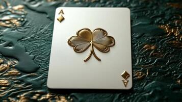A four of a kind playing card with a gold leaf photo