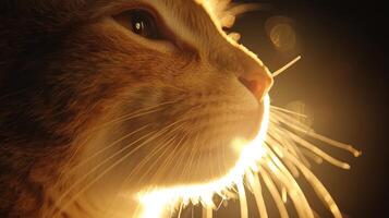 A cat is looking up at the sun photo