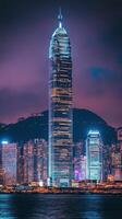 Hong kong skyline at night photo