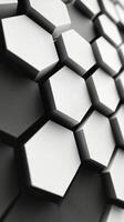 Black and white abstract hexagon background photo