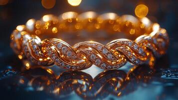 A gold ring with diamonds on it photo