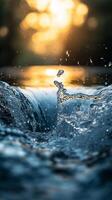 Water splash at sunset photo