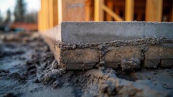 A concrete slab is being poured into a house photo