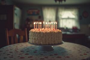 A cake with candles on it photo