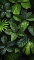 A group of green leaves with water droplets photo