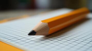 A pencil sitting on top of a notepad photo