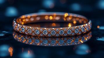 A diamond ring on a wet surface photo