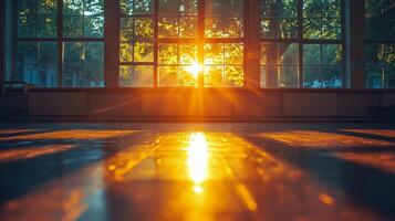Sunlight shining through a window in a room photo