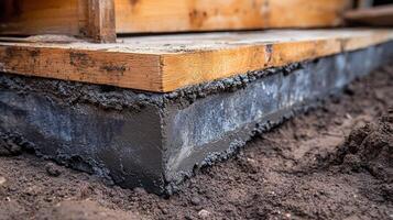 A concrete slab is being poured into the ground photo