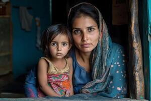 A woman and her child in a window photo