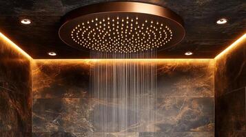 A modern shower with a copper head photo