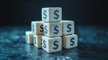 Dice blocks with dollar signs on them photo