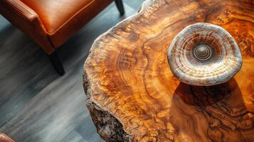 A table with a vase on it photo