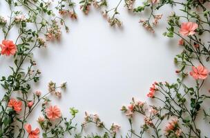 Fresh flowers arranged artistically on a light background for decoration or craft projects photo
